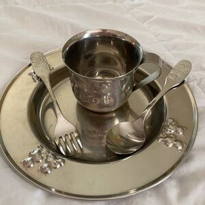 Vintage Baby Selandia Stainless Steel Dining Set with Bear Design